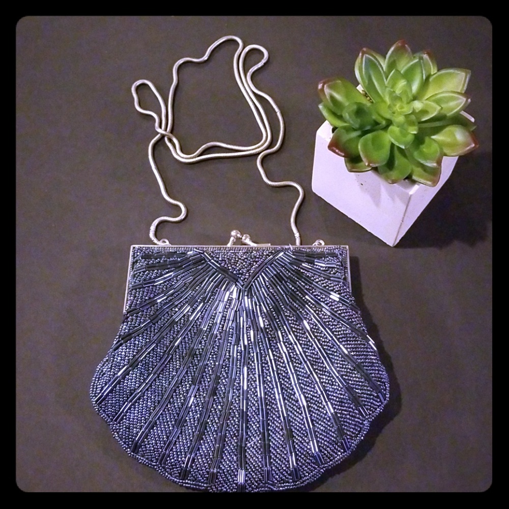 Vintage Carolyn Barton Grey Beaded bag